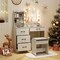 Costway Vanity Set with Mirror and Lights Dressing Table and Chair 4 Drawers 3 Open Shelves Black/White